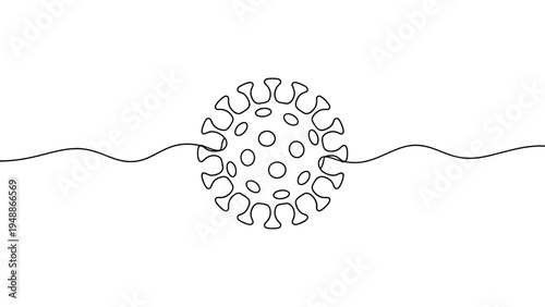 minimalist continuous line drawing of virus cell microbiology infection concept medical science outline vector illustration isolated
