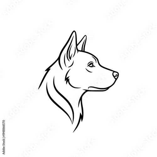 A cute cartoon vector illustration of a black and white husky puppy head isolated on a white background as a canine pet logo