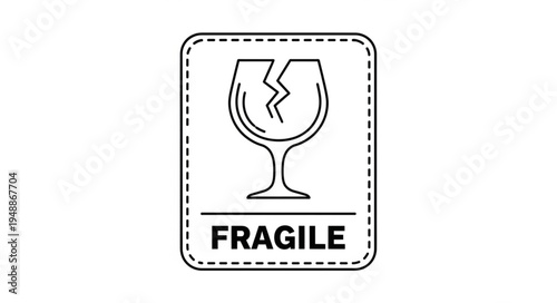 Fragile symbol with broken glass icon and text.