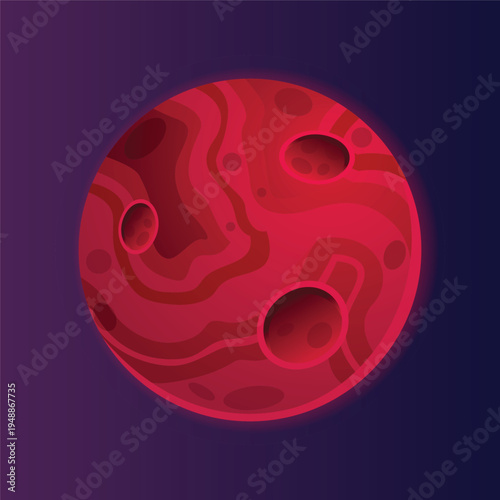 Mars planet of the Solar system, icon for astronomy science