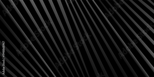 Diagonal striped illustration. Repeated white lines on black background. Surface pattern design with linear ornament. Disco lights motif. Stripes wallpaper. Digital paper for web designing.eps,10