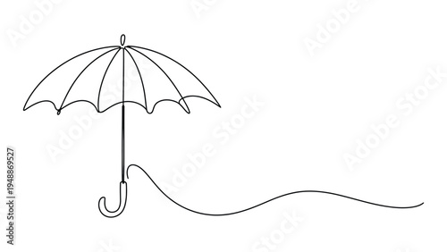 minimal umbrella continuous line art rain protection concept simple weather accessory outline safety shelter minimalist illustration