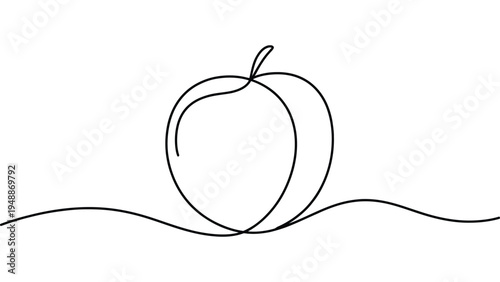 minimal apple continuous line art fresh fruit illustration simple healthy food outline organic nutrition concept minimalist drawing