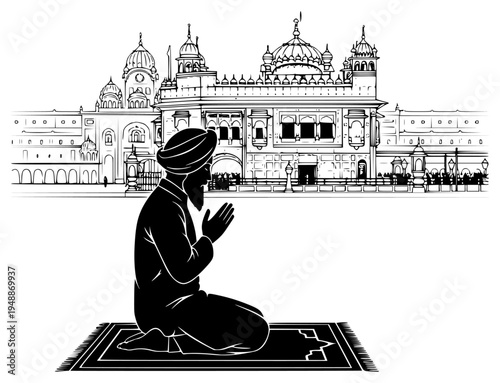  palace, black, building, carpet, floor, hand, hassock, headscarf, illustration, man, mat, meditation, mosque, palace, person, prayer, profile, religion, religious, sit, against transparent background