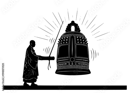 th rays of light emanating from it, balance, black, catch, clock, deity, footstall, hand, illustration, man, monk, person, profile, rail, ray, robe, scale, spear, sword, against transparent background