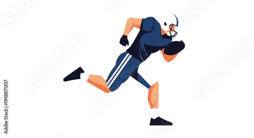 American Football Player Running with Ball During Game.