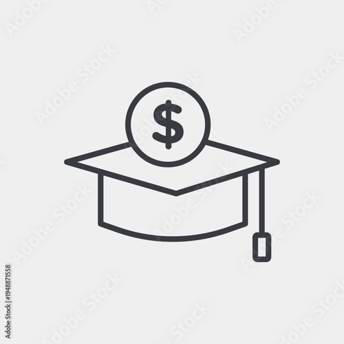 Scholarship icon set in flat and strokes. Suitable for graphic projects. EPS10