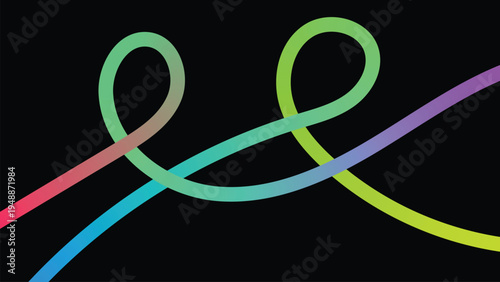 Glowing neon like tubular structures in a dark space