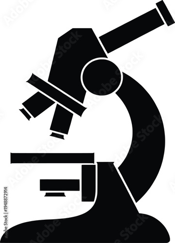 black microscope vector illustration, flat design