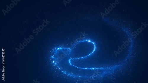 Twinkling deep blue night sky with scattered stardust and a magical swirling light trail