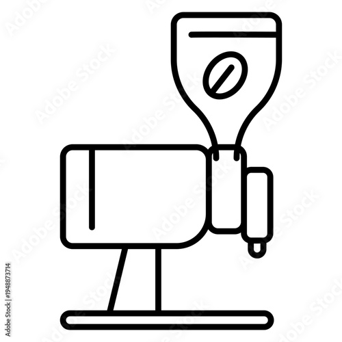 Coffee bean grinder icon logo for cafe roasting grinding barista coffee shop equipment design