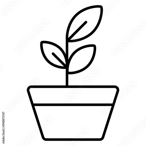 Potted plant icon logo for gardening nursery plant shop landscaping nature and home garden design