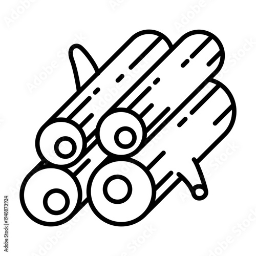 Firewood icon logo for campfire heating camping outdoor survival and wood fuel design