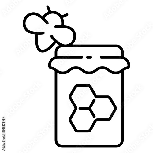 Honey jar icon logo for beekeeping organic sweet food natural product and honey farm branding design
