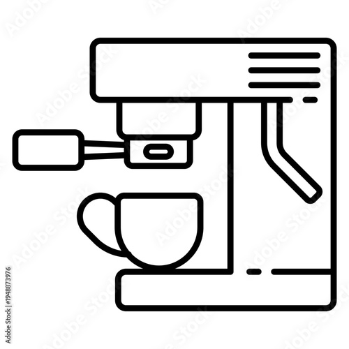 Home espresso machine icon logo for kitchen coffee brewing appliance cafe style drink maker design