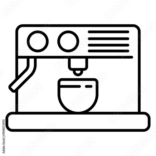 Espresso machine icon logo for cafe barista coffee shop brewing equipment and beverage service design