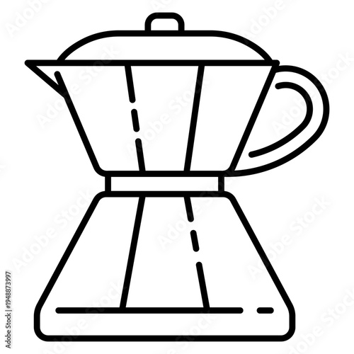 Moka pot icon logo for stovetop coffee brewing italian espresso style cafe and kitchen coffee design