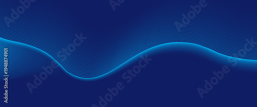 Abstract Technology blue curve, Modern tech banner, corporate business concept, hi-tech abstract background