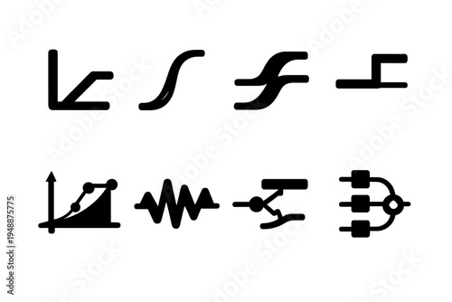 Activation Function Icons. Activation Functions. Filled icon set of Activation Functions: relu curve, sigmoid