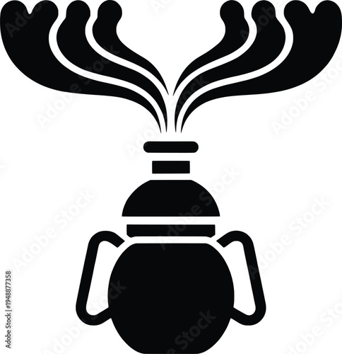 black incense burner vector illustration with smoke flat design