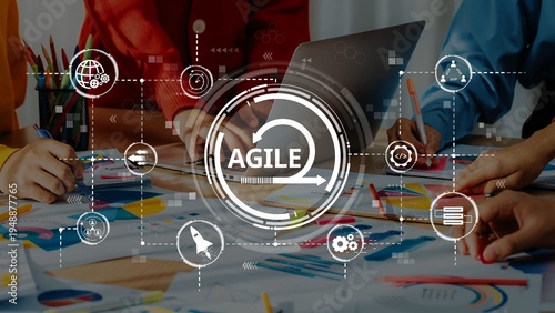 Tableau sur toile Dynamic scene of a creative workshop where diverse team members engage in planning and strategy development using agile concepts and methodologies
