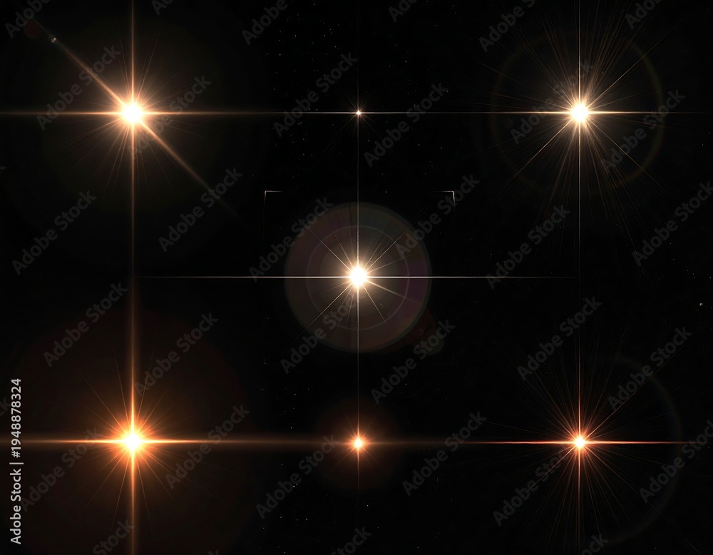 Fototapeta premium A dark background with several bright lights shining