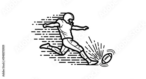American Football Player Kicking Ball in Dynamic Action.