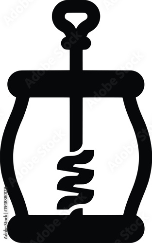 wine corkscrew vector illustration, flat design