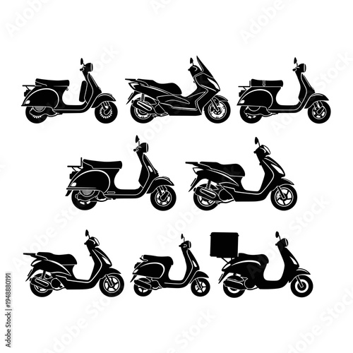 Collection of Scooter and Delivery Moped Vector Icons