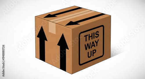 Cardboard Box With This Way Up Arrows.