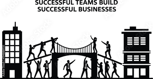 Teamwork and collaboration in business building successful companies together