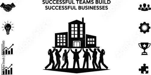 Teamwork and collaboration for business success and growth together