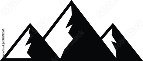 Abstract mountain range silhouette logo with sharp peaks and geometric design isolated on light background representing nature landscape adventure travel hiking and outdoor exploration concept