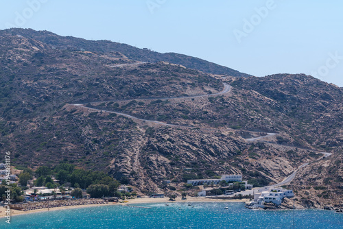Panoramic view of the famous Mylopotas beach  in Ios Greece