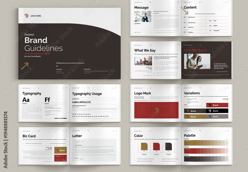 Modern Brand Guidelines Landscape Brochure Layout Stock Template ...