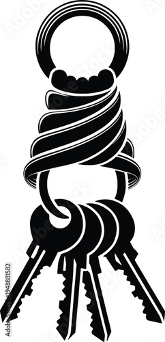 bundled keys with twisted keyring vector illustration