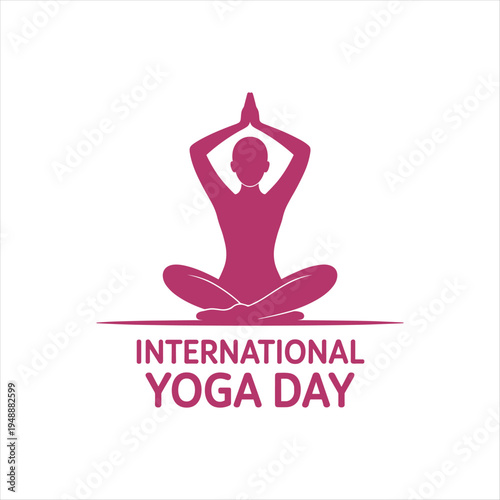 International Yoga Day Minimal Vector Illustration – Woman Meditating in Lotus Pose Silhouette, Wellness and Mindfulness Concept