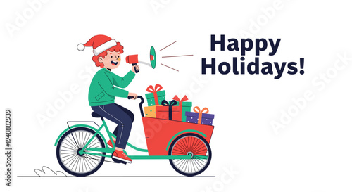 Activist woman using a megaphone to speak up for environmental protection and earth conservation against a global green forest background.