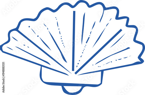 Seashell coastal Sketch hand drawn ink naive marine doodle