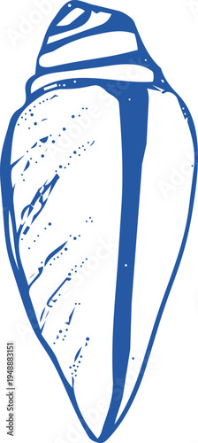 Seashell coastal Sketch hand drawn ink naive marine doodle