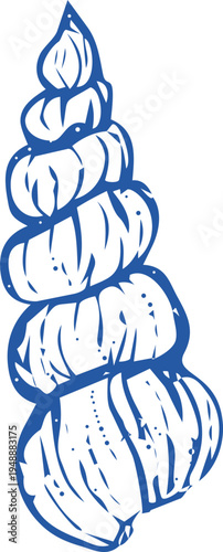 Seashell coastal Sketch hand drawn ink naive marine doodle