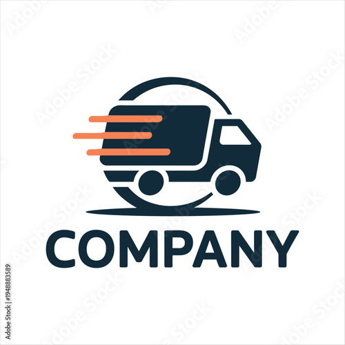 Fast Delivery Truck Logo Design, Modern Logistics and Courier Shipping Company Vector Icon