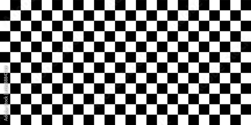 Black and white racing against a checkered pattern background