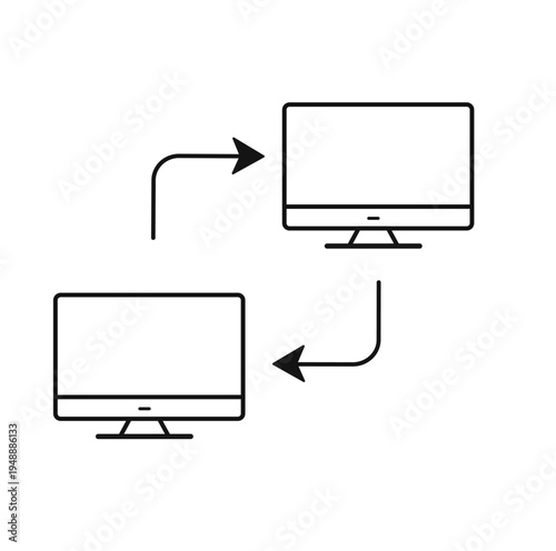 Data Exchange Between Computers Line Icon – Digital File Transfer Vector Outline DATA EXCHANGE.ai