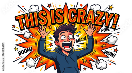 Young Man's Exaggerated Reaction To Something Crazy