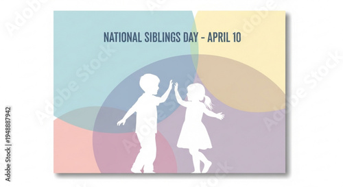 National siblings day april 10th colorful silhouette poster