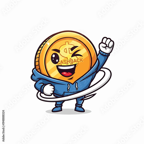 Cashback Coin Mascot in Hoodie with Hula Hoop