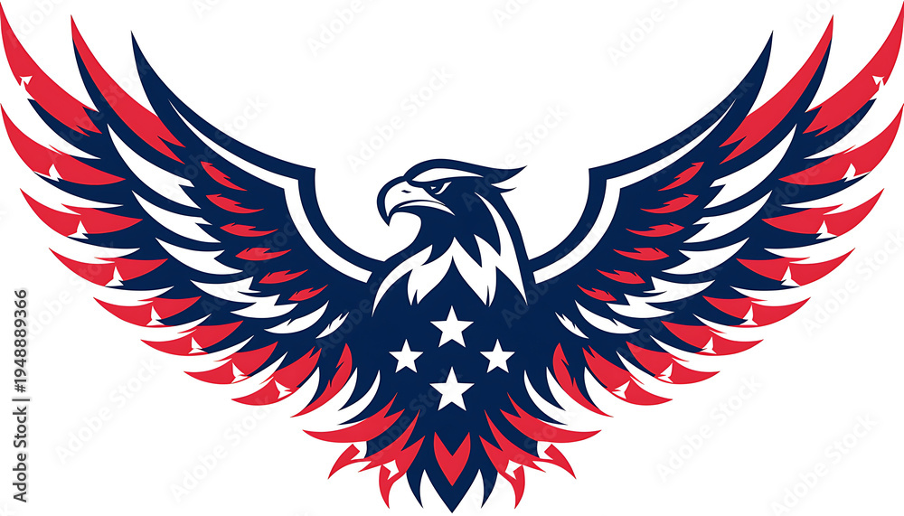Obraz premium patriotic eagle logo with outstretched wings and american flag colors