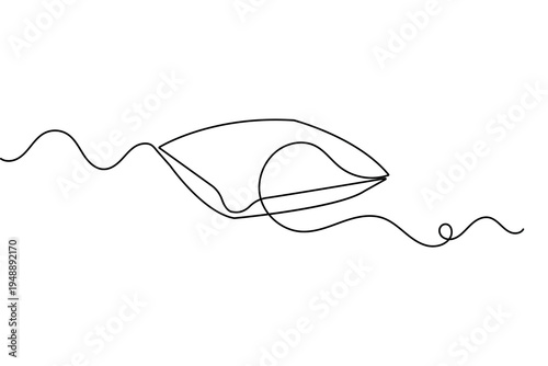 Pillow continuous one line drawing minimalist style isolated outline vector illustration