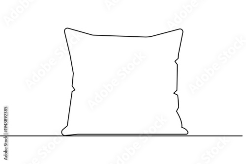 Pillow continuous one line drawing minimalist style isolated outline vector illustration